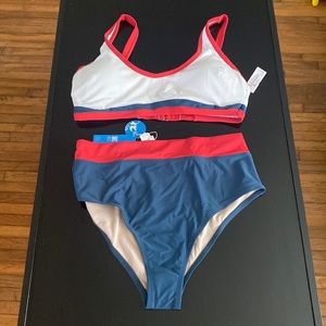 Red, white and blue high waisted bikini from cupshe